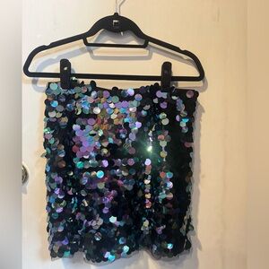 Tuckernuck Iridescent Sequin Mini Skirt - Black and Purple